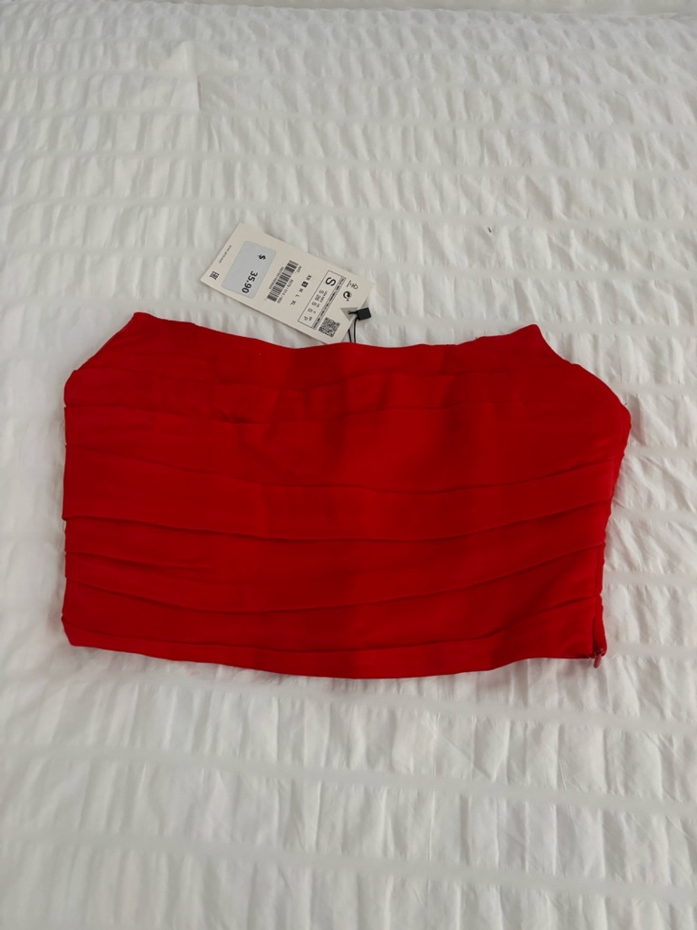 ZARA Red Strapless  bandeau-style top